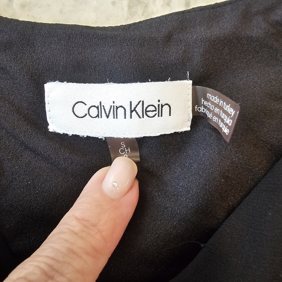 Calvin Klein Black Sheer Puff Sleeve Blouse Size S - Picture 2 of 7